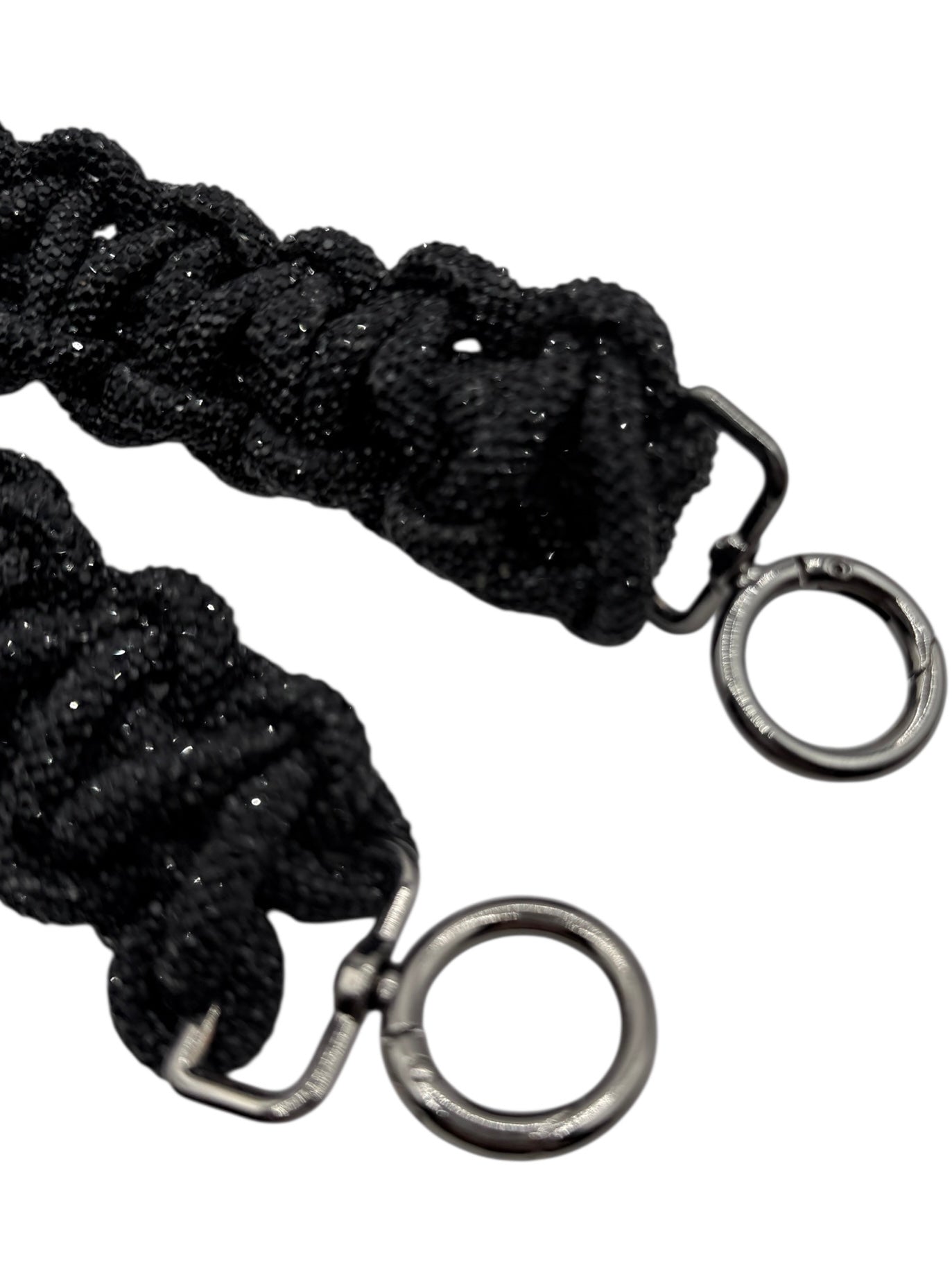 Black Glitter Macramé-Style Purse Strap – 2" Wide / 56" Long