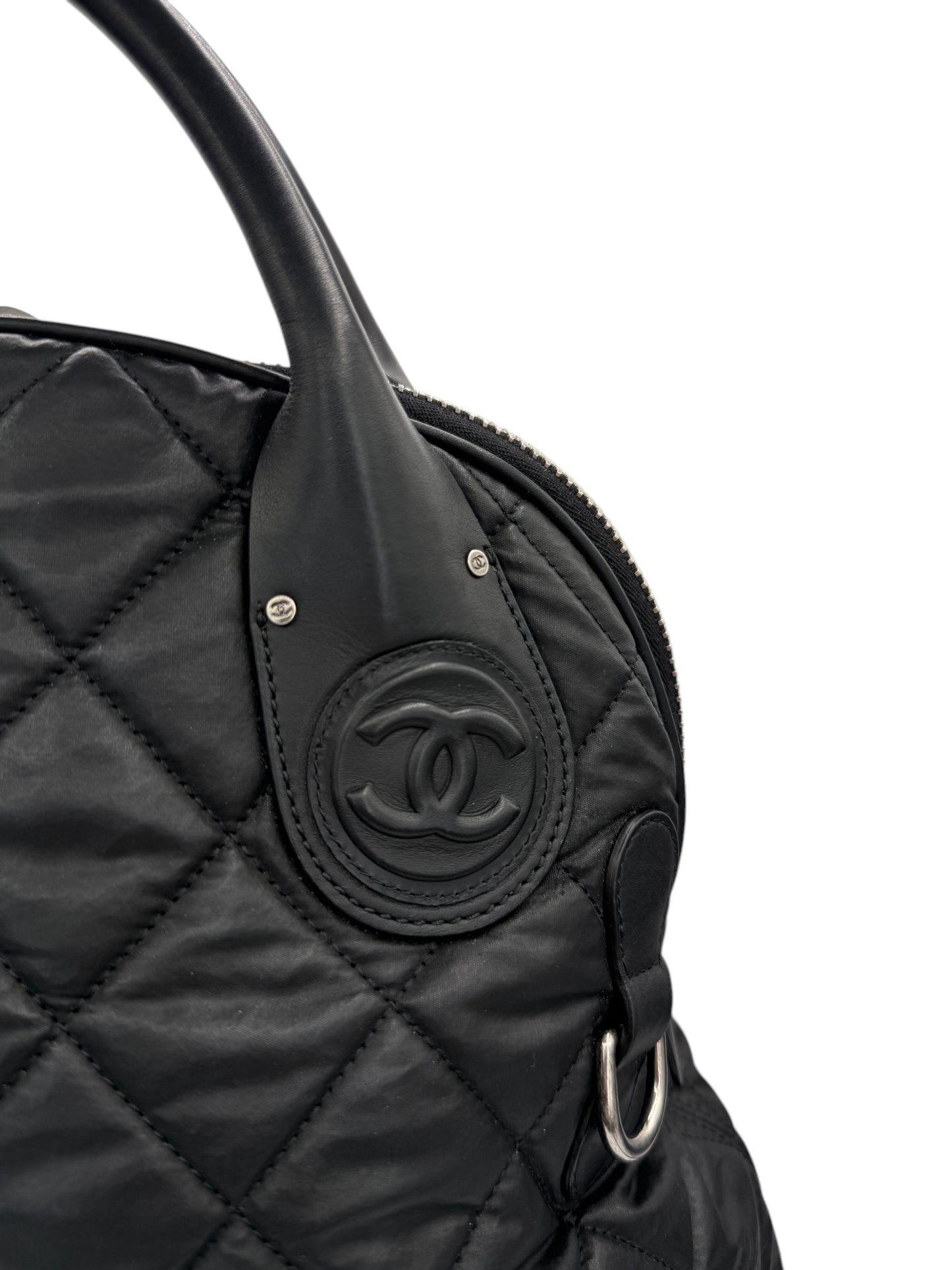 Chanel Black Quilted Coated Canvas Vertical Sport Weekender Bag
