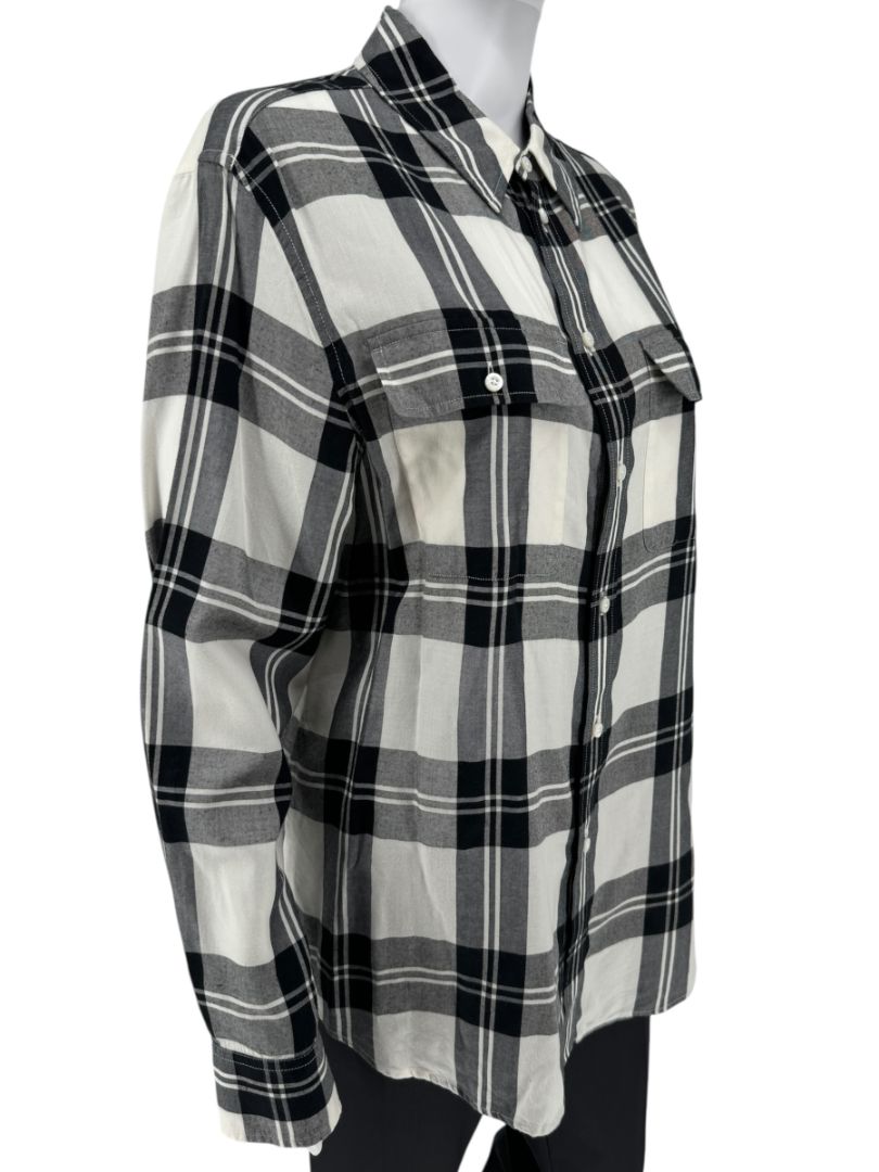 Ralph Lauren Purple Label Black & Ivory Plaid Button-Up Shirt – Size 10