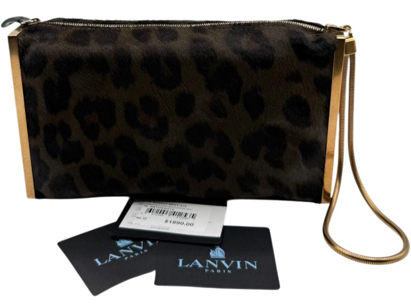 LANVIN Calf Hair Leopard Clutch – Excellent Pre-Owned Condition