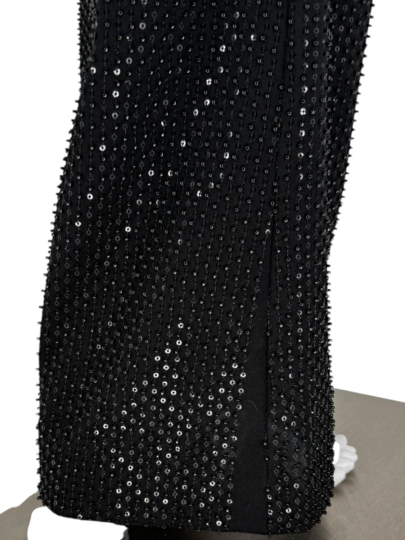 Pamella Roland Black Sequin Beaded Tuxedo Suit – Size 6