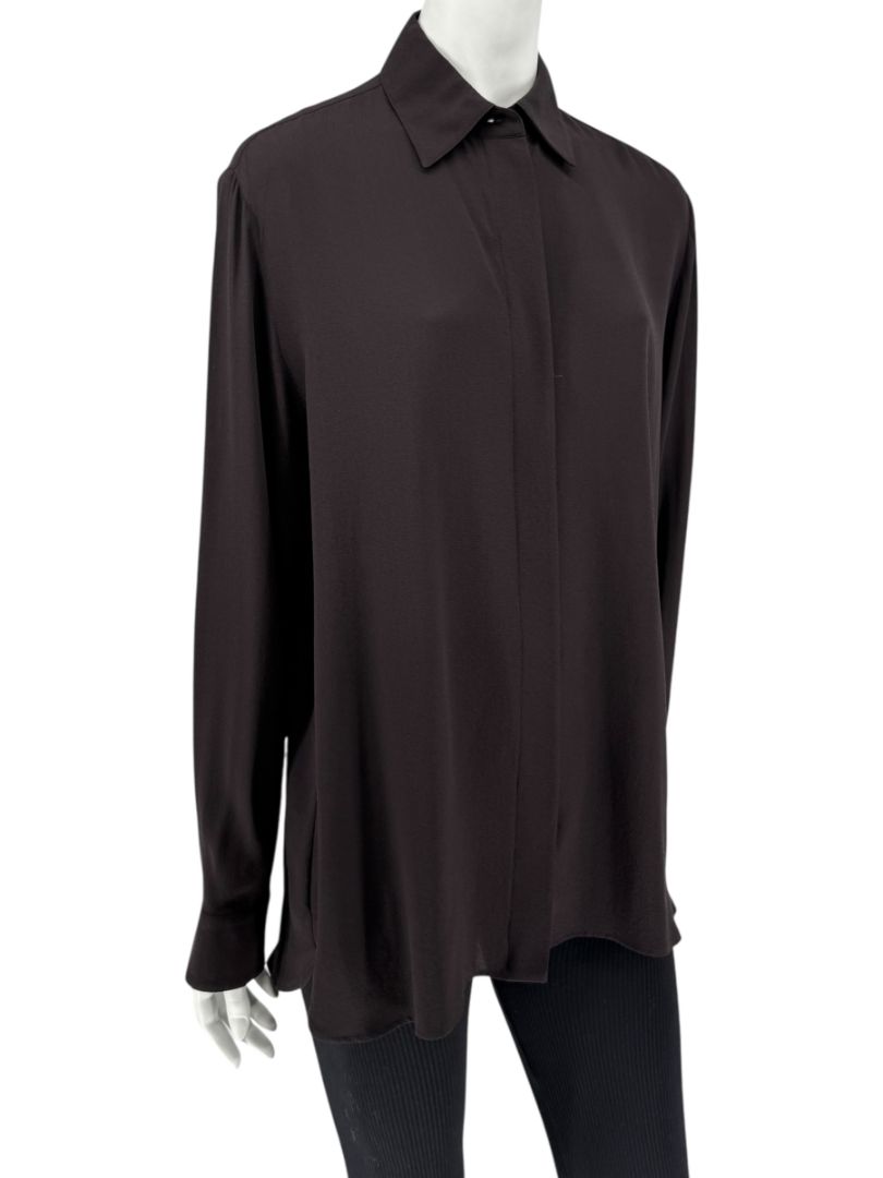 The Row Black Silk Button-Front Shirt – Size XS
