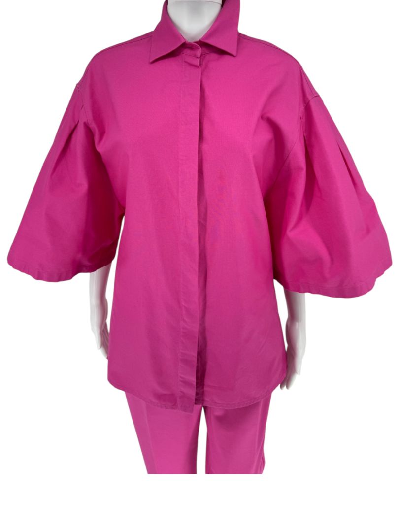Max Mara Pink Cotton Top & Viscose Pant Set – Size Top 6 / Pants 12