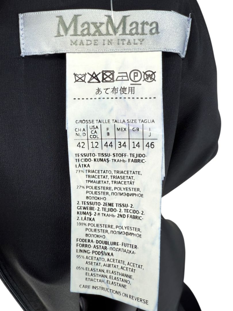Max Mara Navy Draped Overlay Shift Dress – Size IT 46 (US 12)