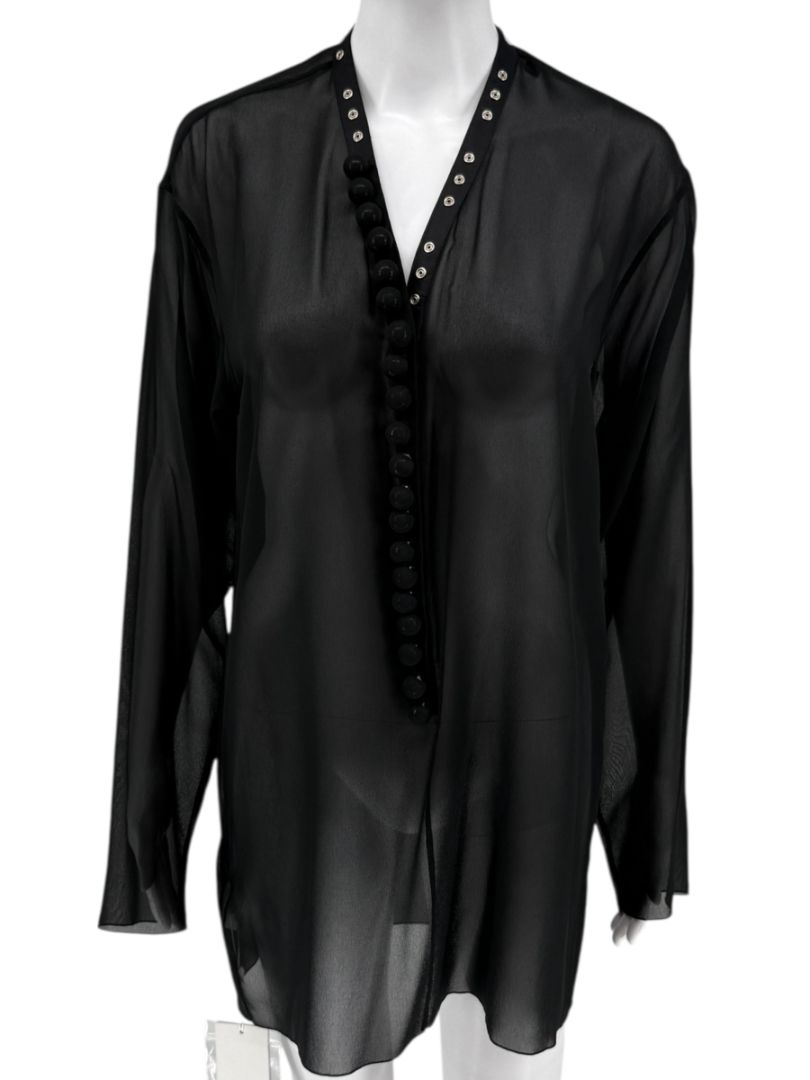 Maison Margiela Sheer Black Button-Front Blouse/Cover-Up – IT 42