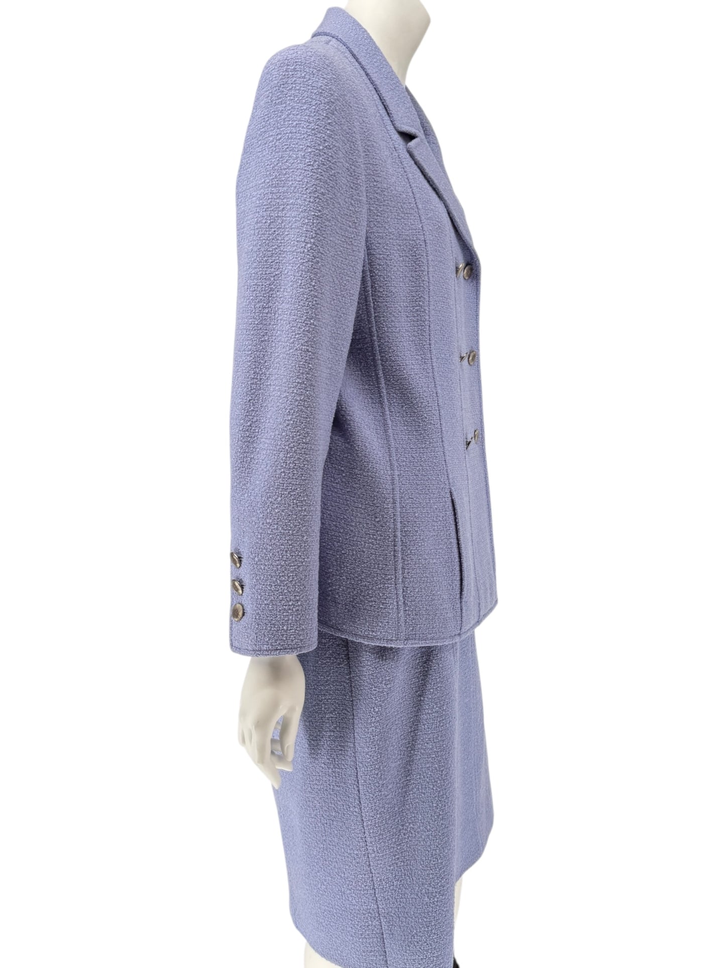 Fall 1998 Chanel Boutique Periwinkle Tweed Skirt Suit – Size FR 46