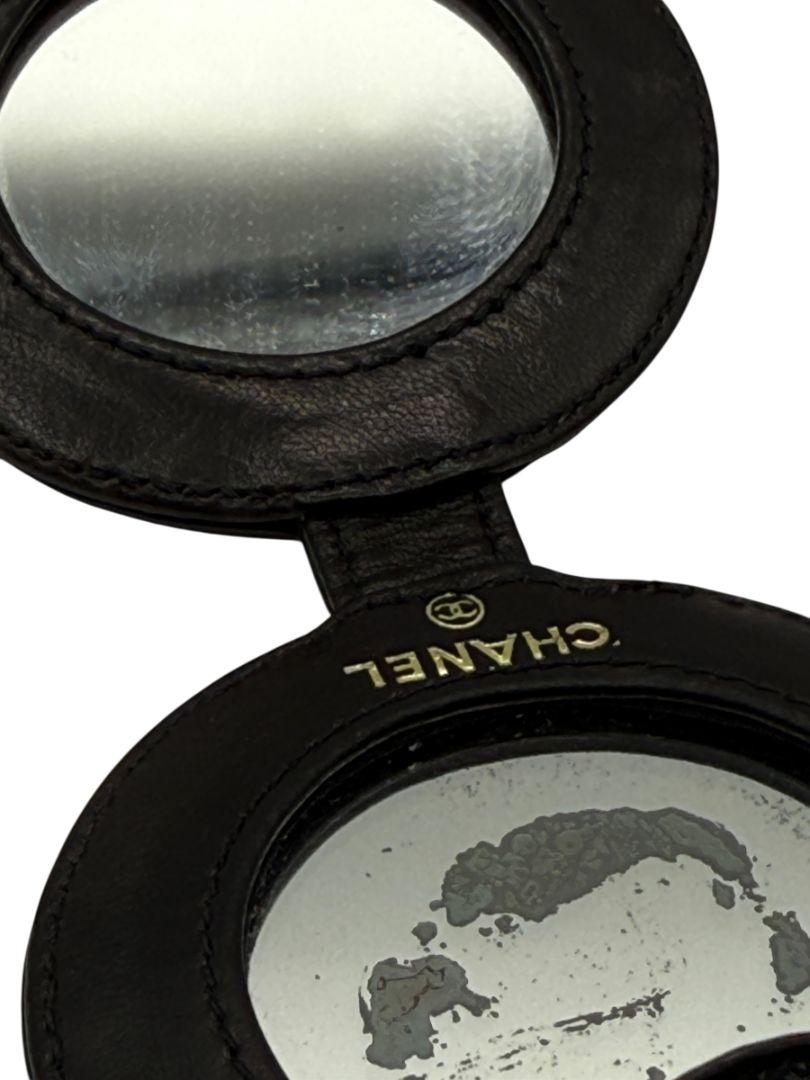 Chanel Black Patent Leather "CC" Folding Mirror – Vintage 