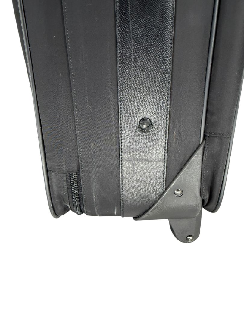 Prada Black Nylon Rolling Suitcase with Saffiano Leather Trim – 26.5" x 17.5" x 9.5"