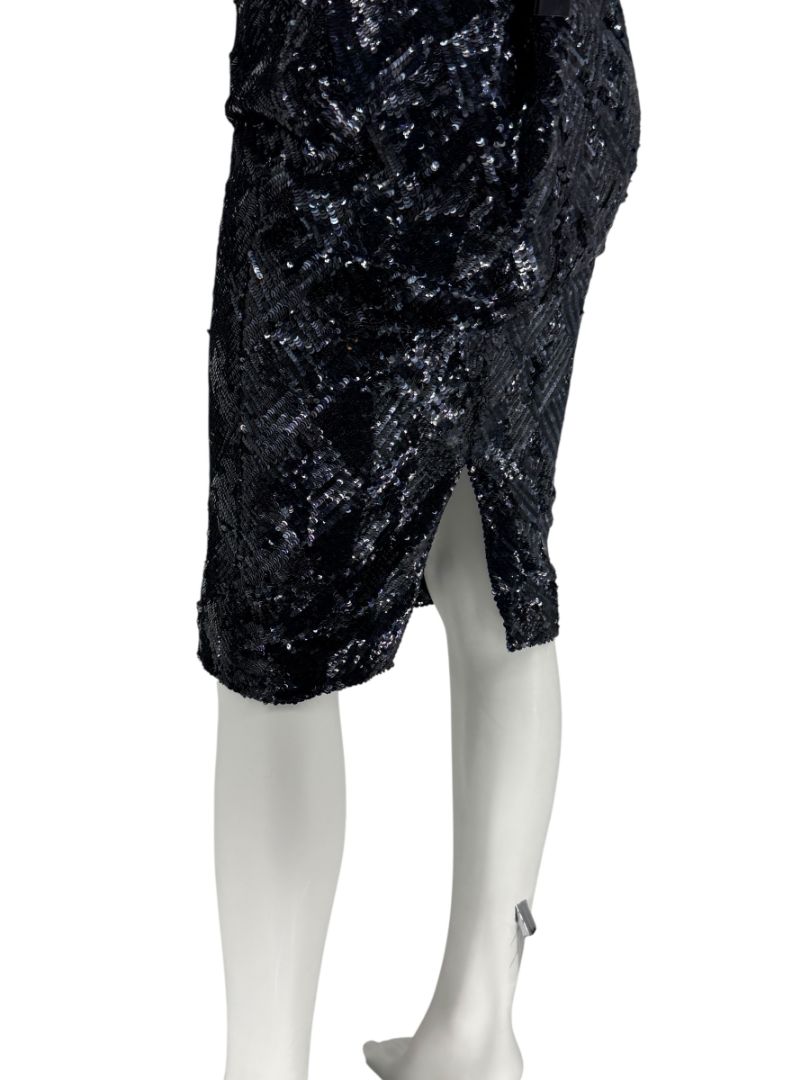 Pamella Roland Black Sequin Pencil Skirt – Large