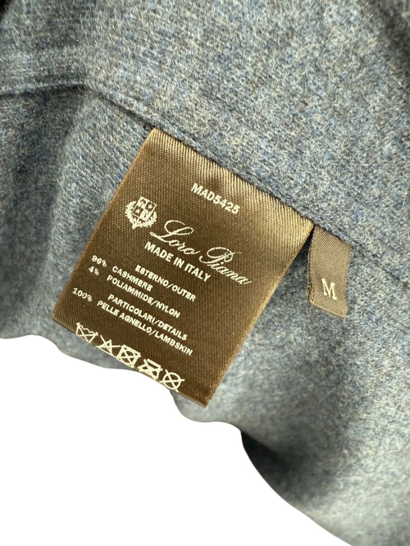 Loro Piana Blue Cashmere Blend Hooded Jacket with Leather Trim – Size M