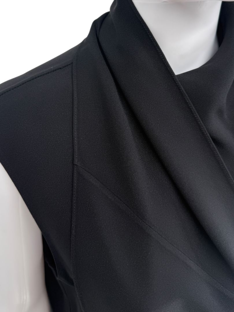 Adam Lippes Black Sleeveless Draped Collar Top – Size 12