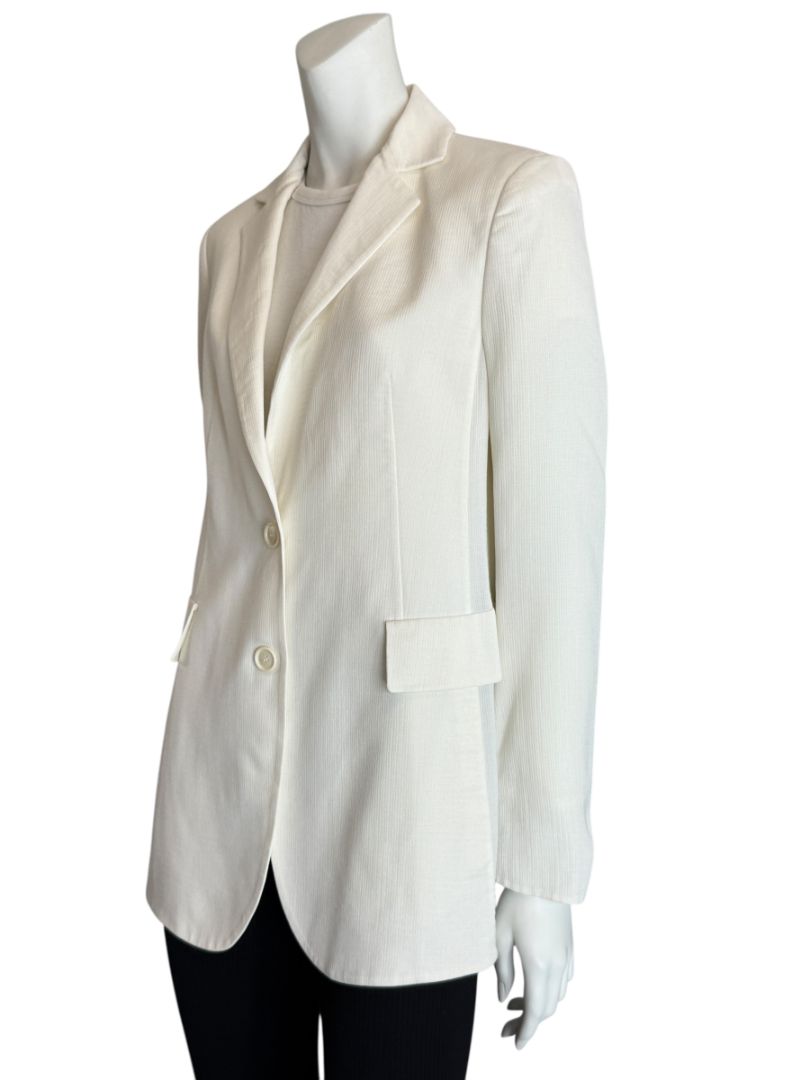 Akris White Textured Cotton-Silk Blend Blazer – Size 8