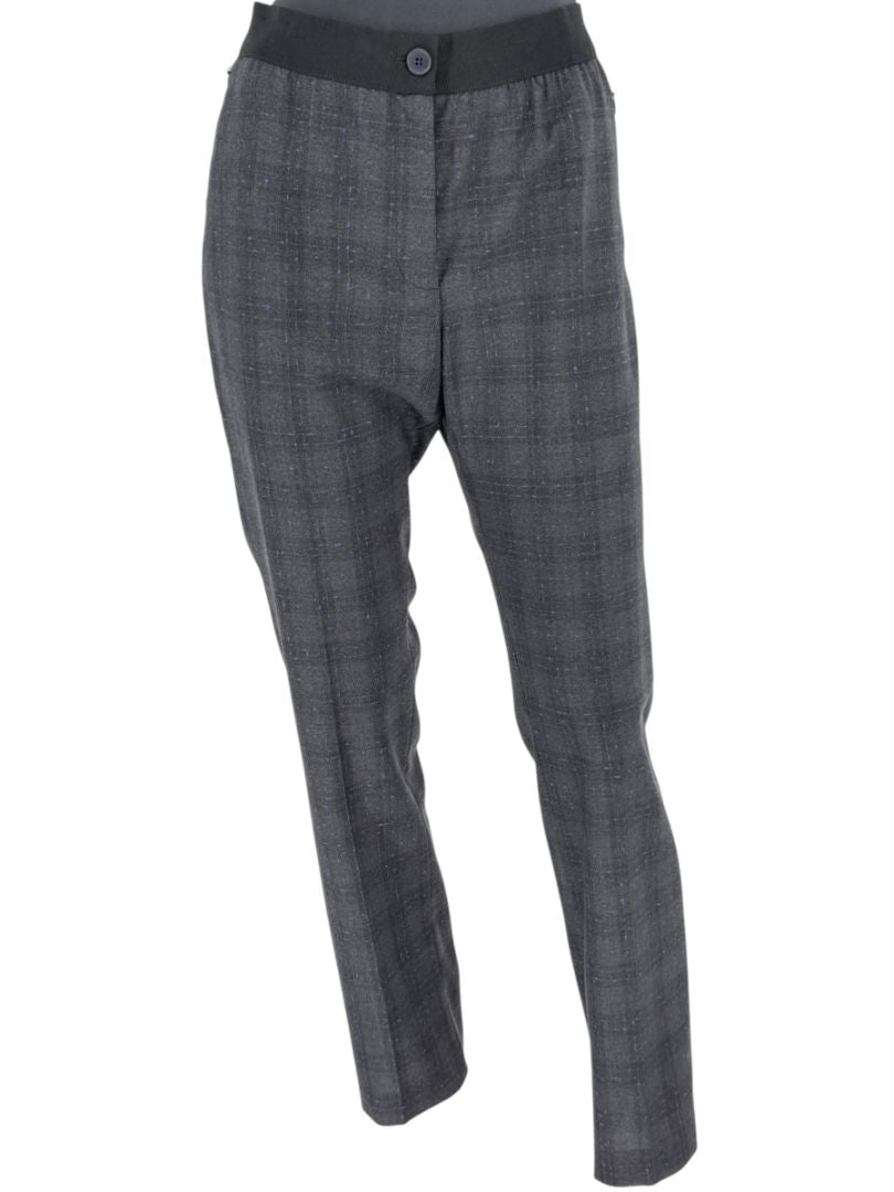 Akris Punto Grey Wool Suit with Purple Fleck Detailing – Size US 10