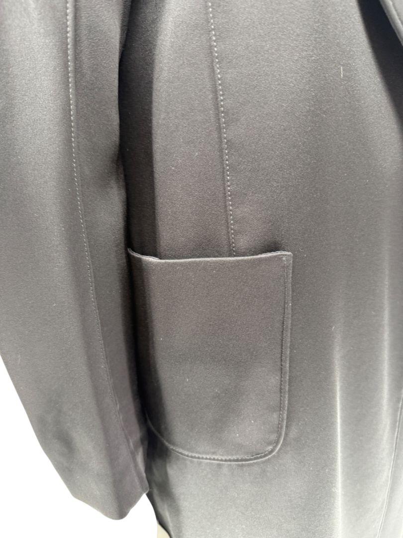 Pamella Roland Black Open-Front Longline Coat – Large