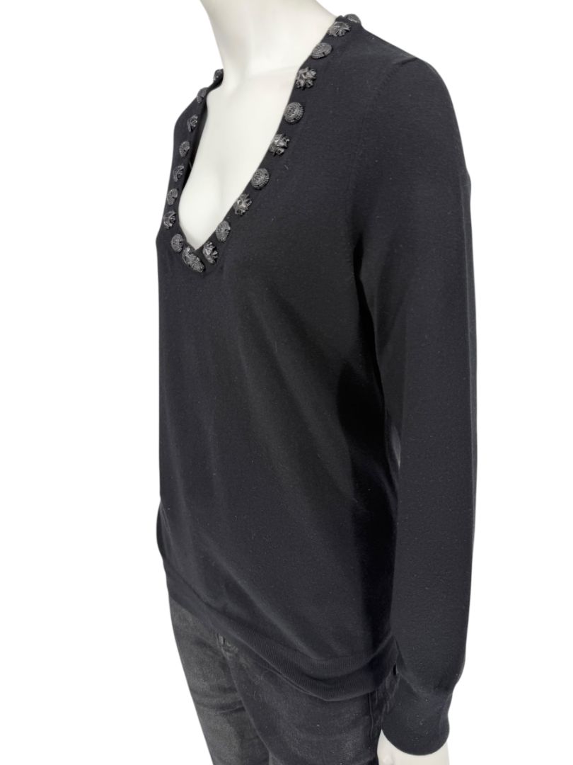 Burberry London Black Embellished Silk-Blend Sweater – Size L
