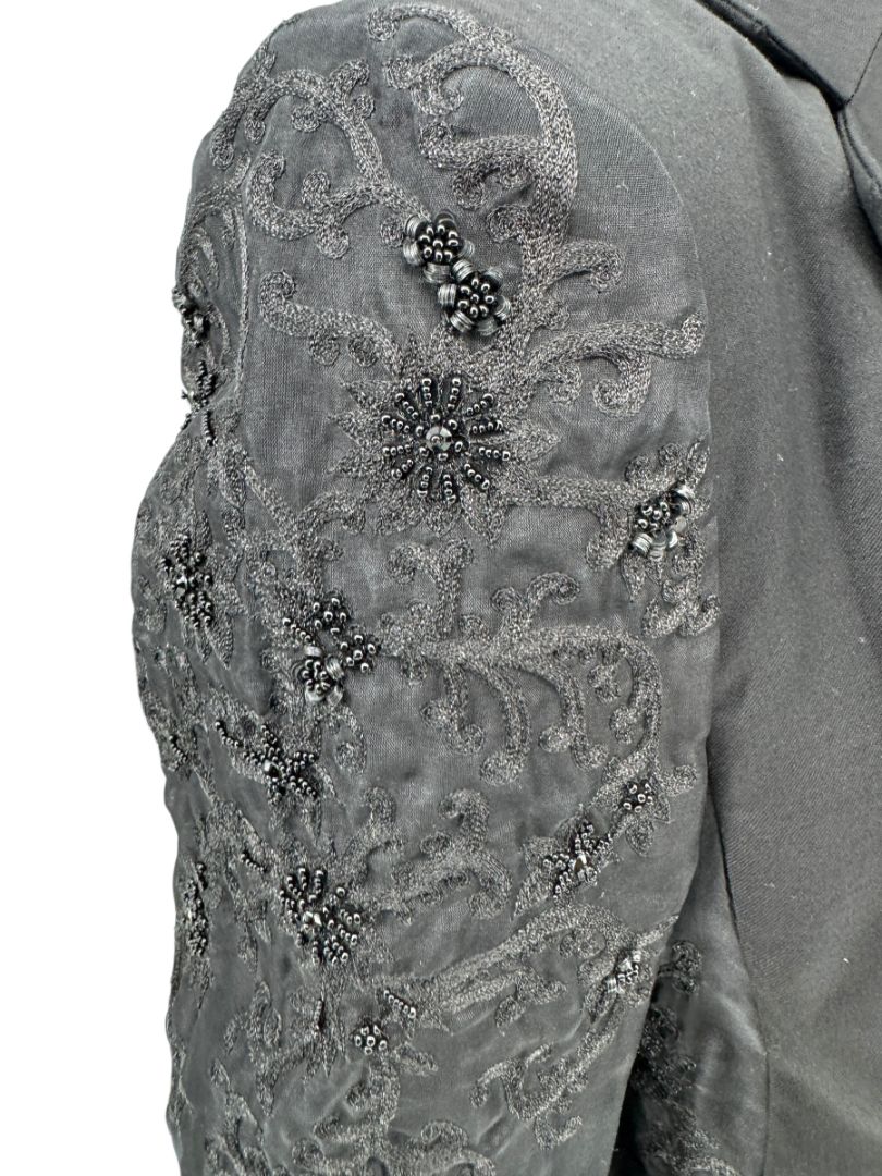 Pamella Roland Black Embellished Longline Jacket – Large