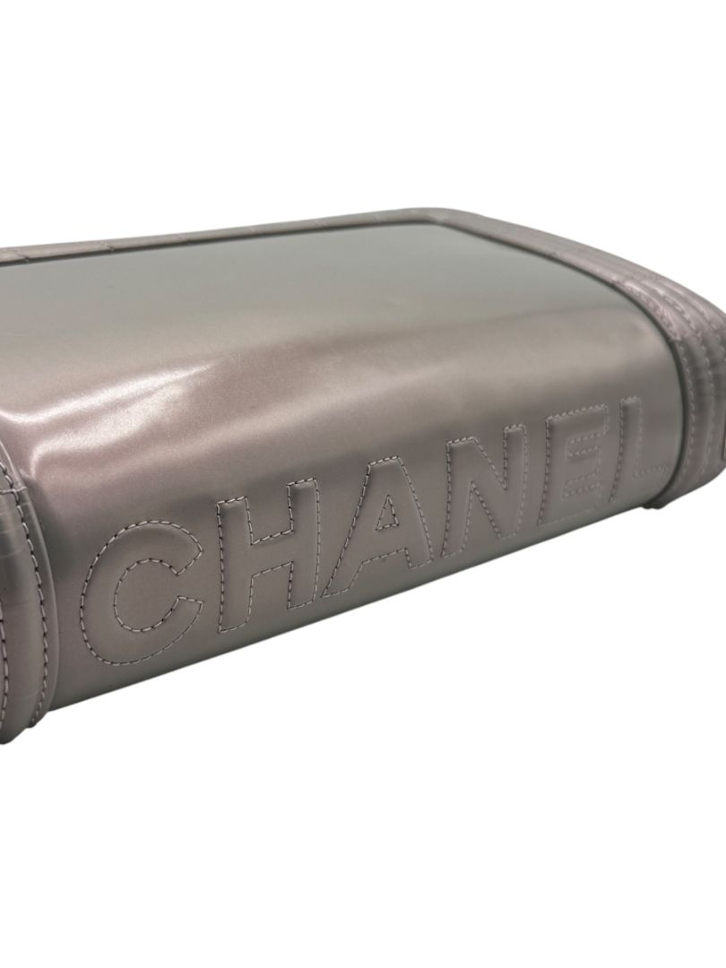 Chanel Lilac Iridescent Patent Calfskin Medium Boy Bag Silver Hardware w/ Box & Card