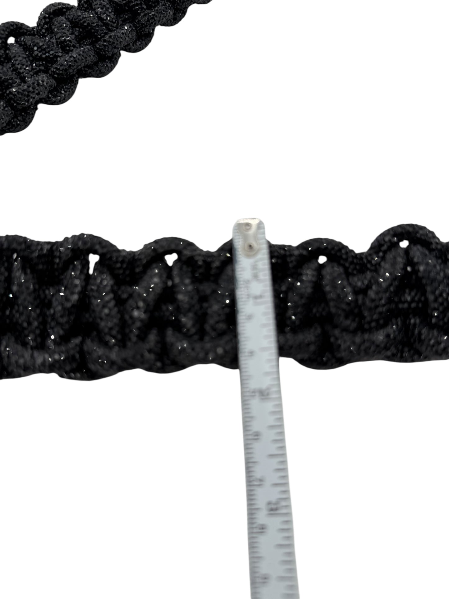 Black Glitter Macramé-Style Purse Strap – 2" Wide / 56" Long