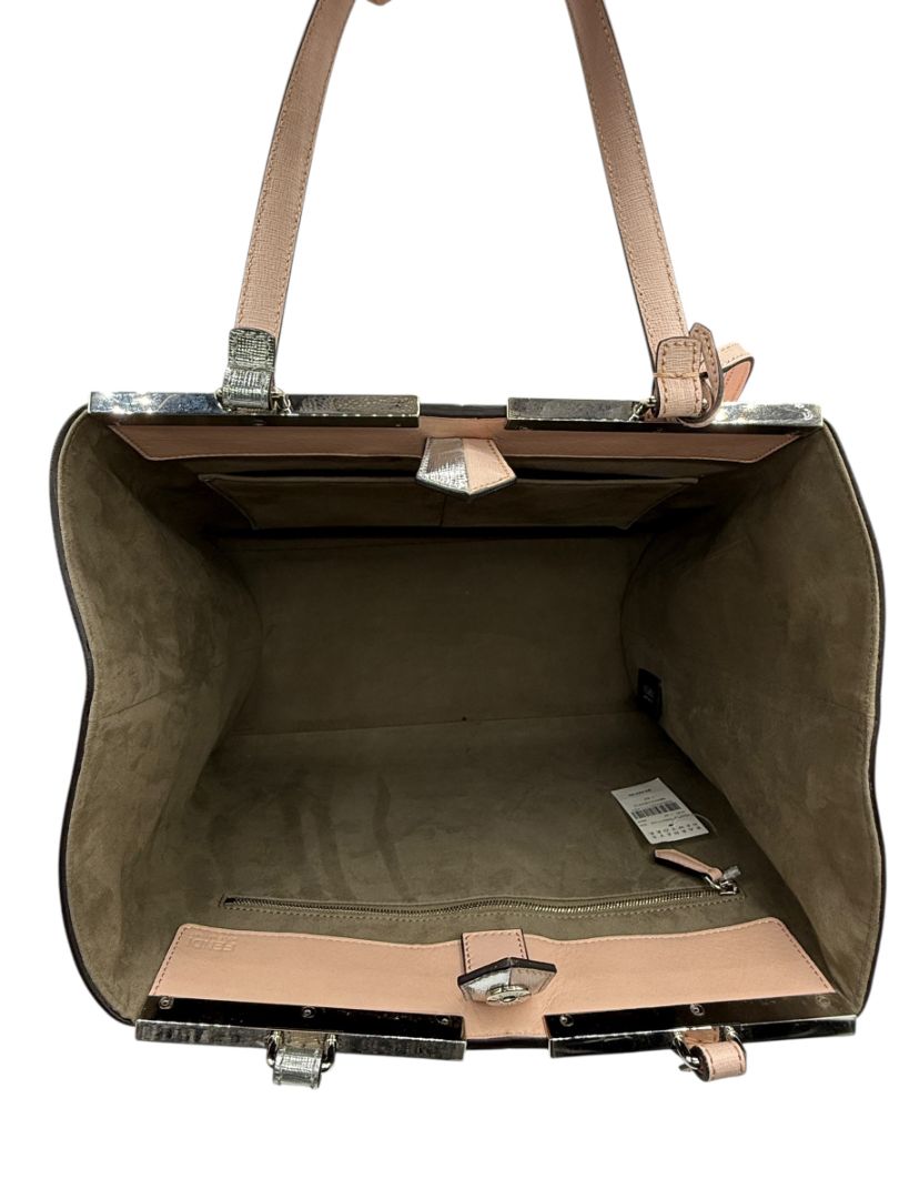 Fendi Pink/Silver Grained Leather 3Jours Large Shopper Tote Bag