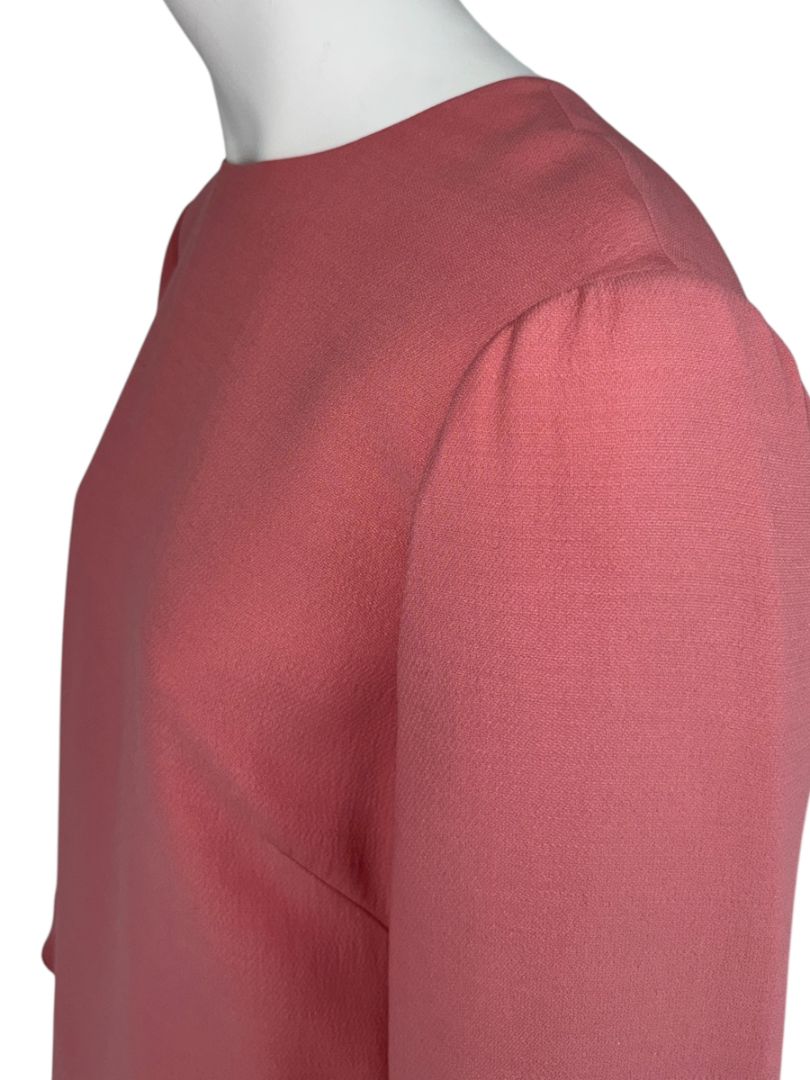 Valentino Rose Pink Crepe Ruffle Sleeve Shift Dress – Size 10