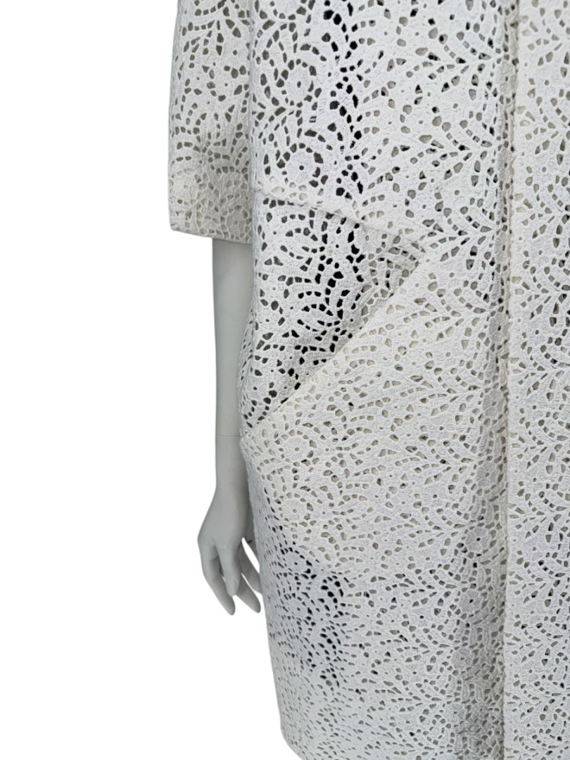 Maria Cornejo White Cotton Eyelet Cocoon Coat – Size 6
