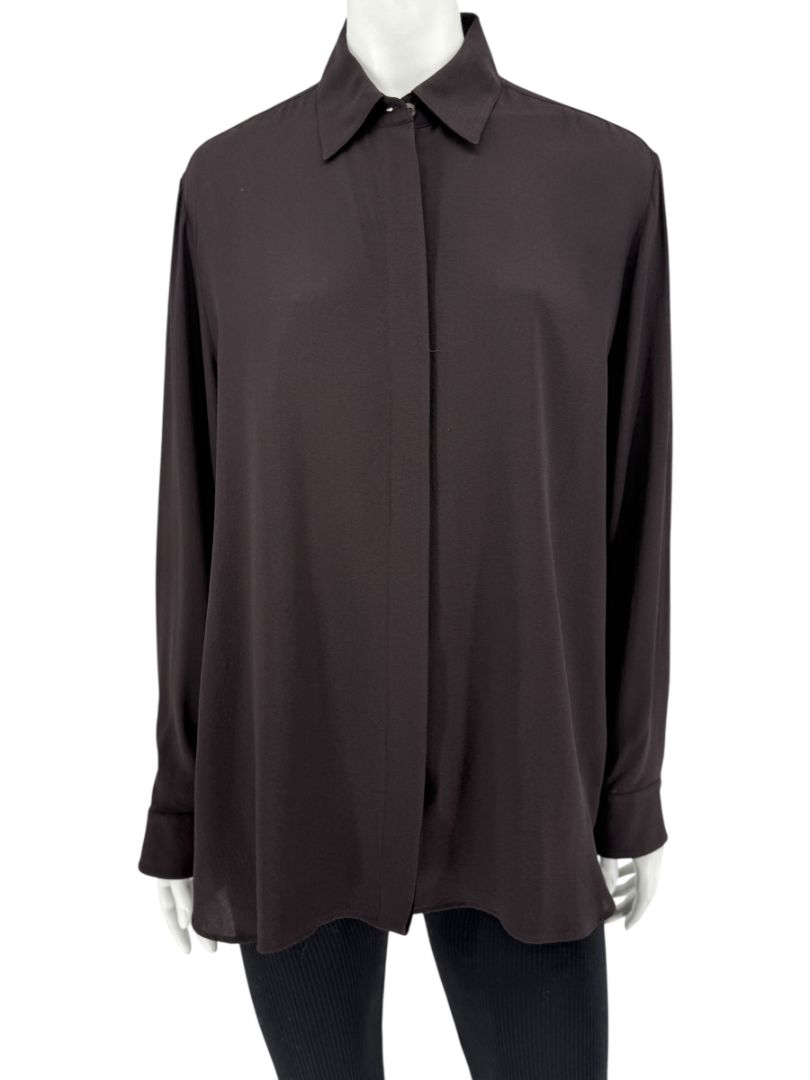 The Row Black Silk Button-Front Shirt – Size XS