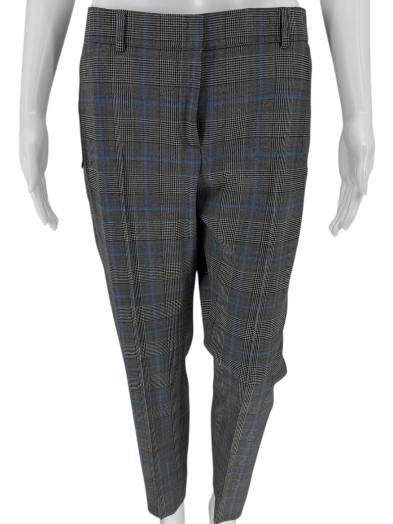 Akris Punto Grey & Blue Glen Plaid Wool Pantsuit – Size 10–12