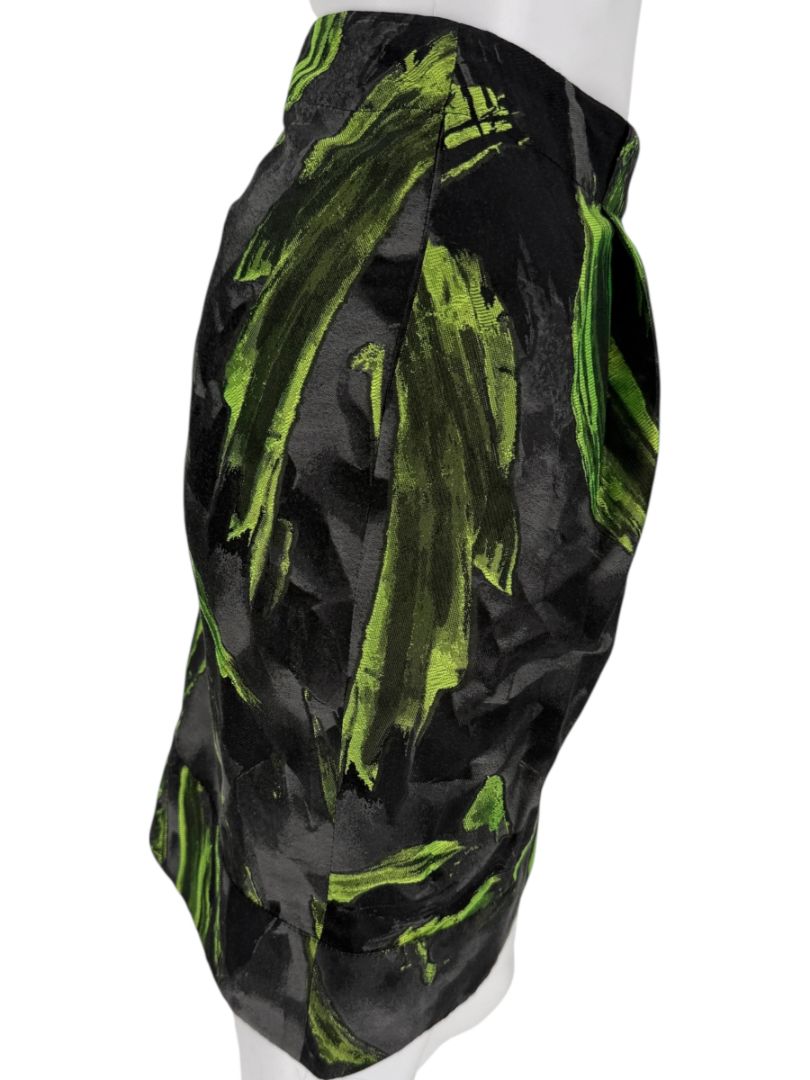 Lafayette 148 New York Green & Black Abstract Bubble Skirt – Size 8