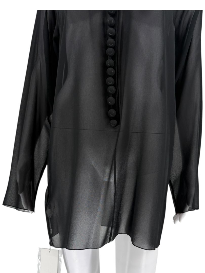 Maison Margiela Sheer Black Button-Front Blouse/Cover-Up – IT 42
