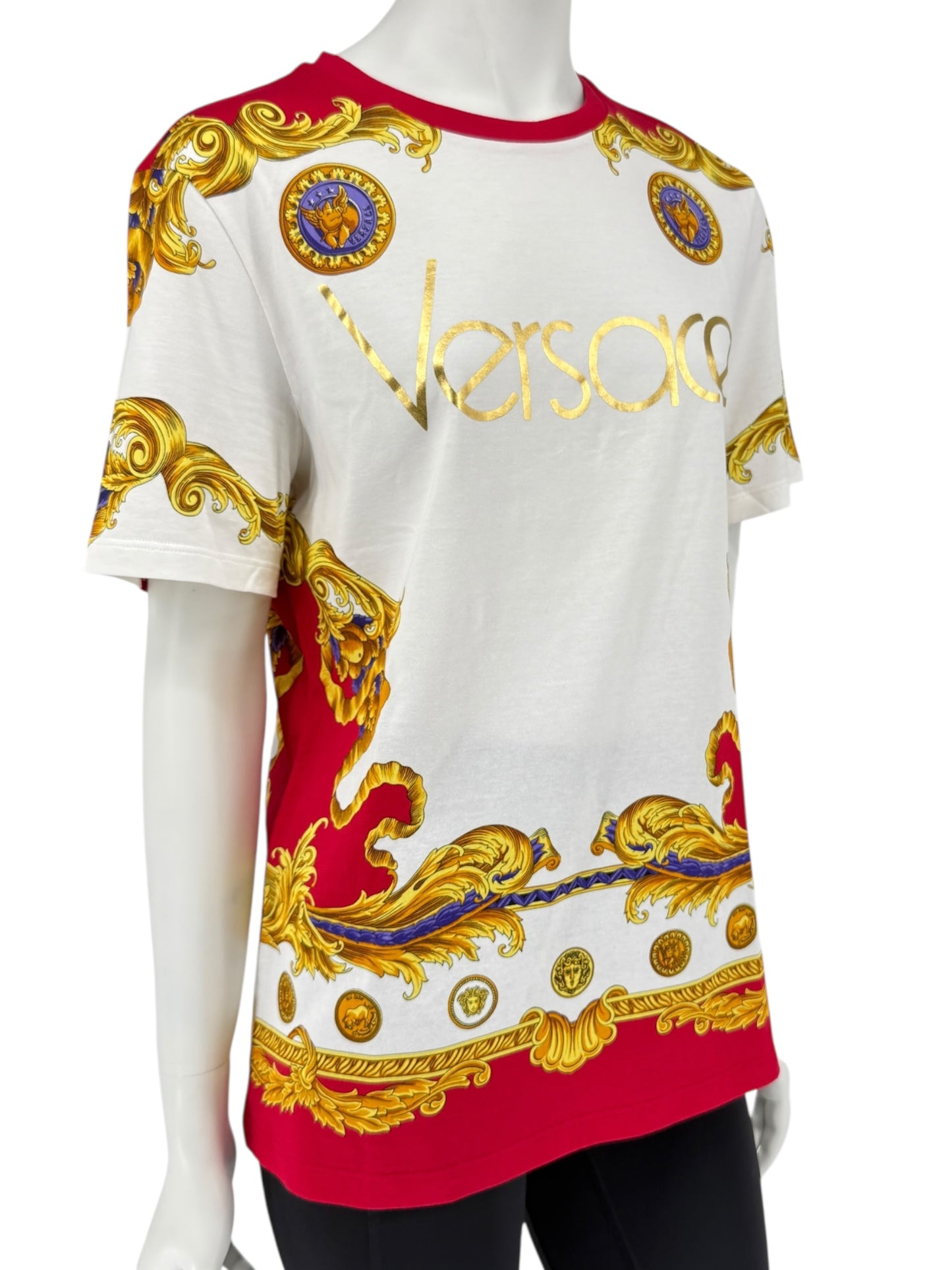 Versace Red & White Medusa Baroque Graphic T-Shirt – Size IT 42