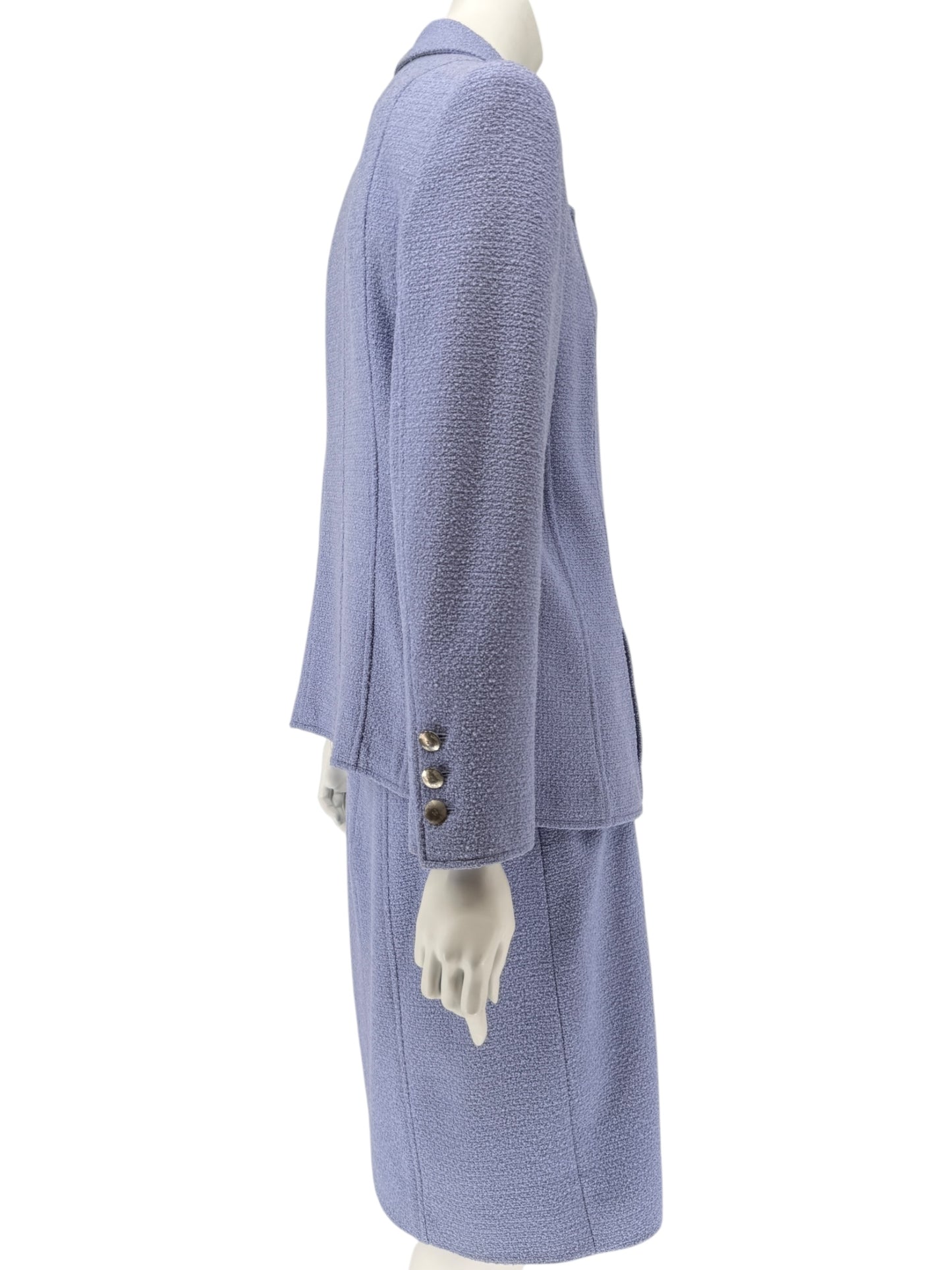 Fall 1998 Chanel Boutique Periwinkle Tweed Skirt Suit – Size FR 46