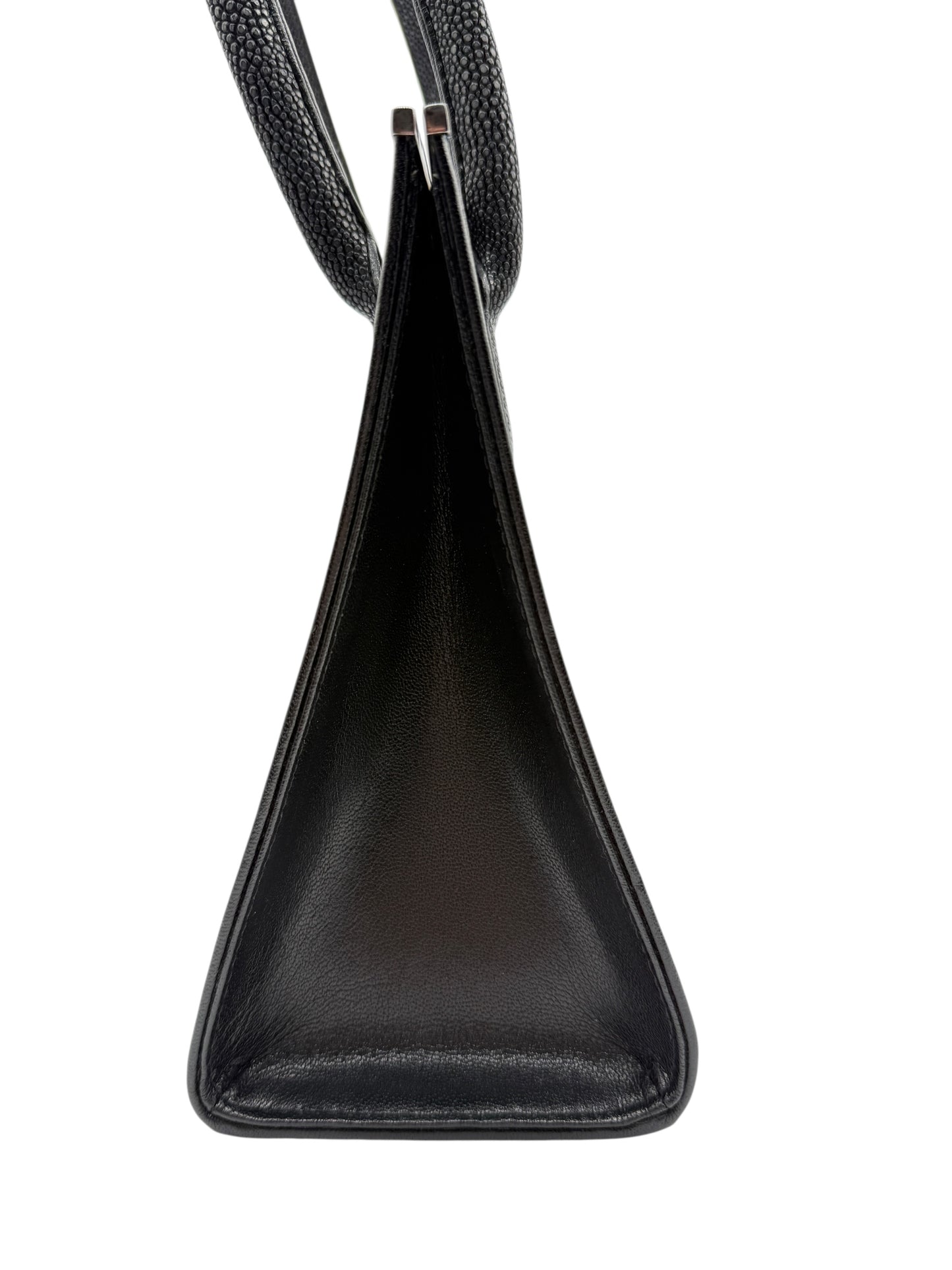Crawford Black Shagreen/Stingray Top Handle Bag w/ 925 Silver Hardware