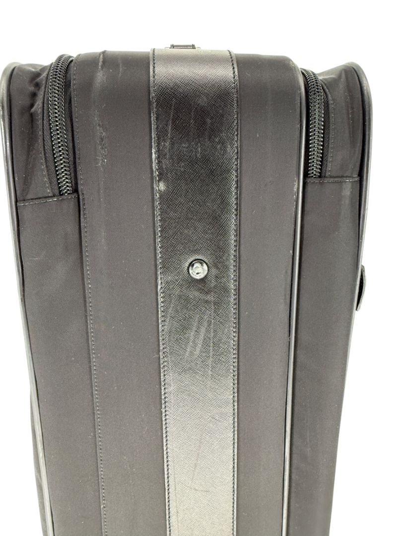 Prada Black Nylon Rolling Suitcase with Saffiano Leather Trim – 26.5" x 17.5" x 9.5"