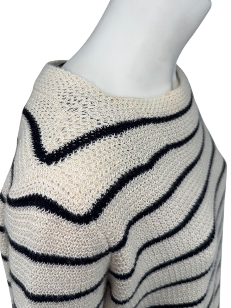The Row Ivory & Navy Cashmere Striped Boatneck Sweater – Size S