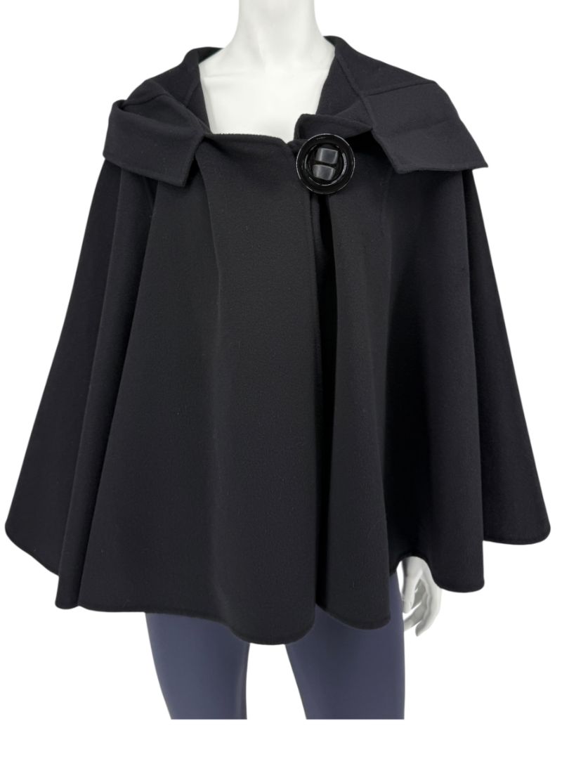 Giorgio Armani Black Wool-Cashmere Hooded Cape – Size IT 46 / US 10