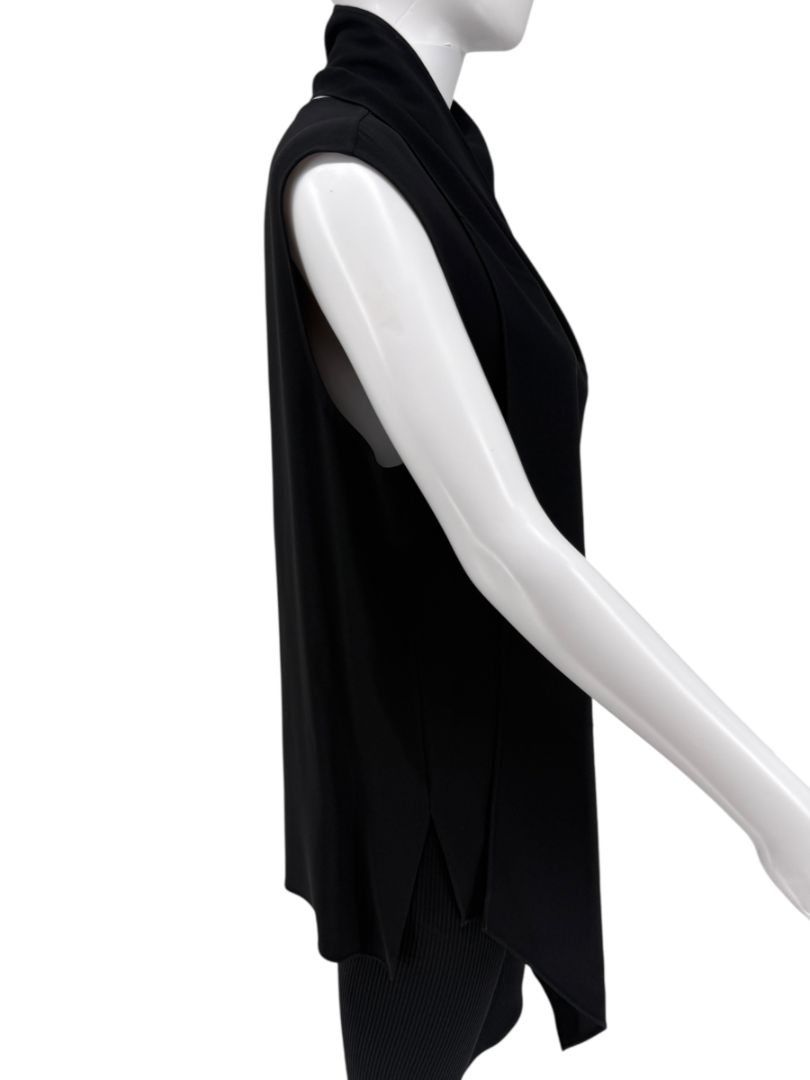 Adam Lippes Black Sleeveless Draped Collar Top – Size 12