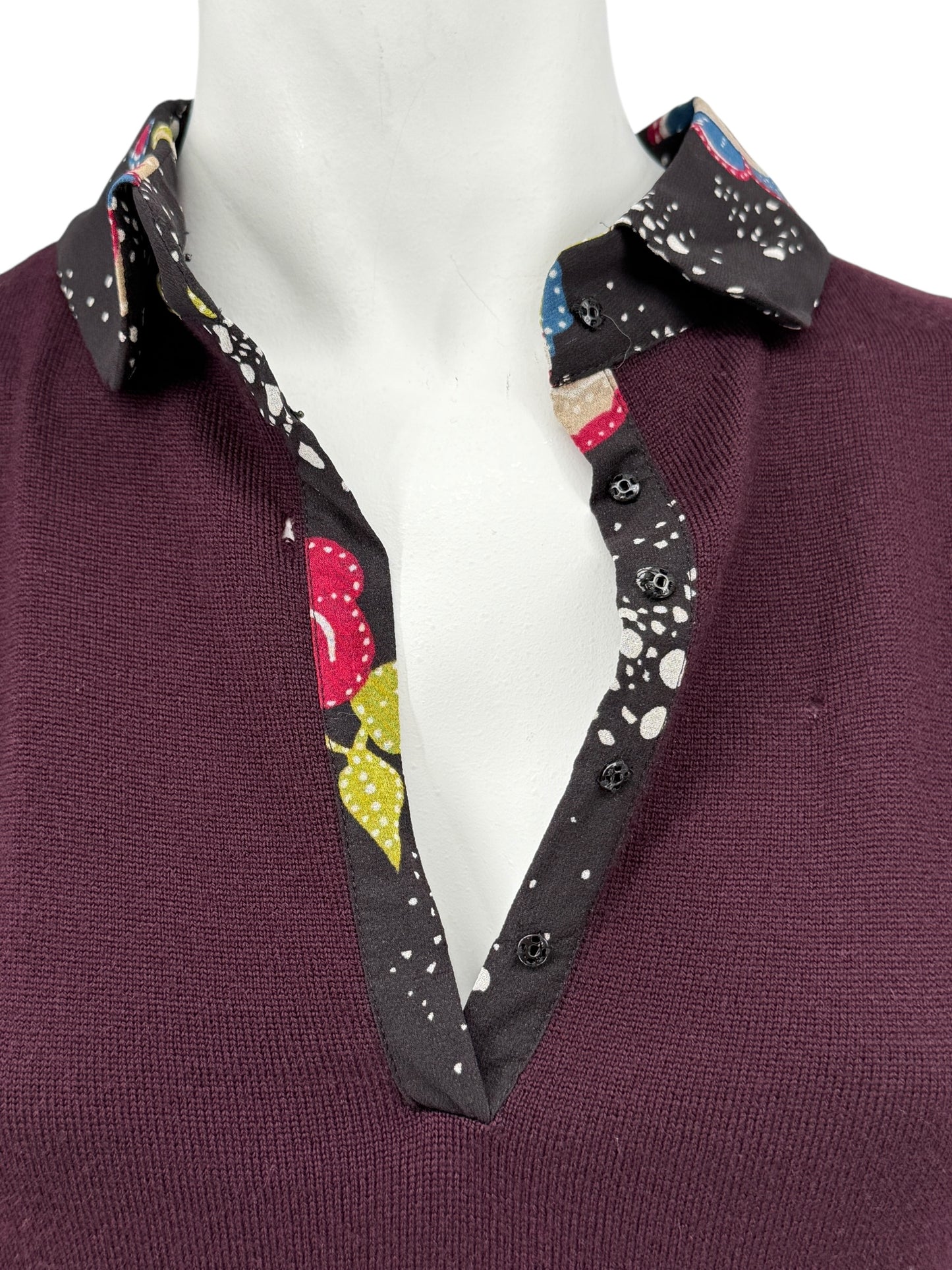 Moschino Virgin Wool Sweater with Sheer Floral Sleeves – Size 8 (IT 38)