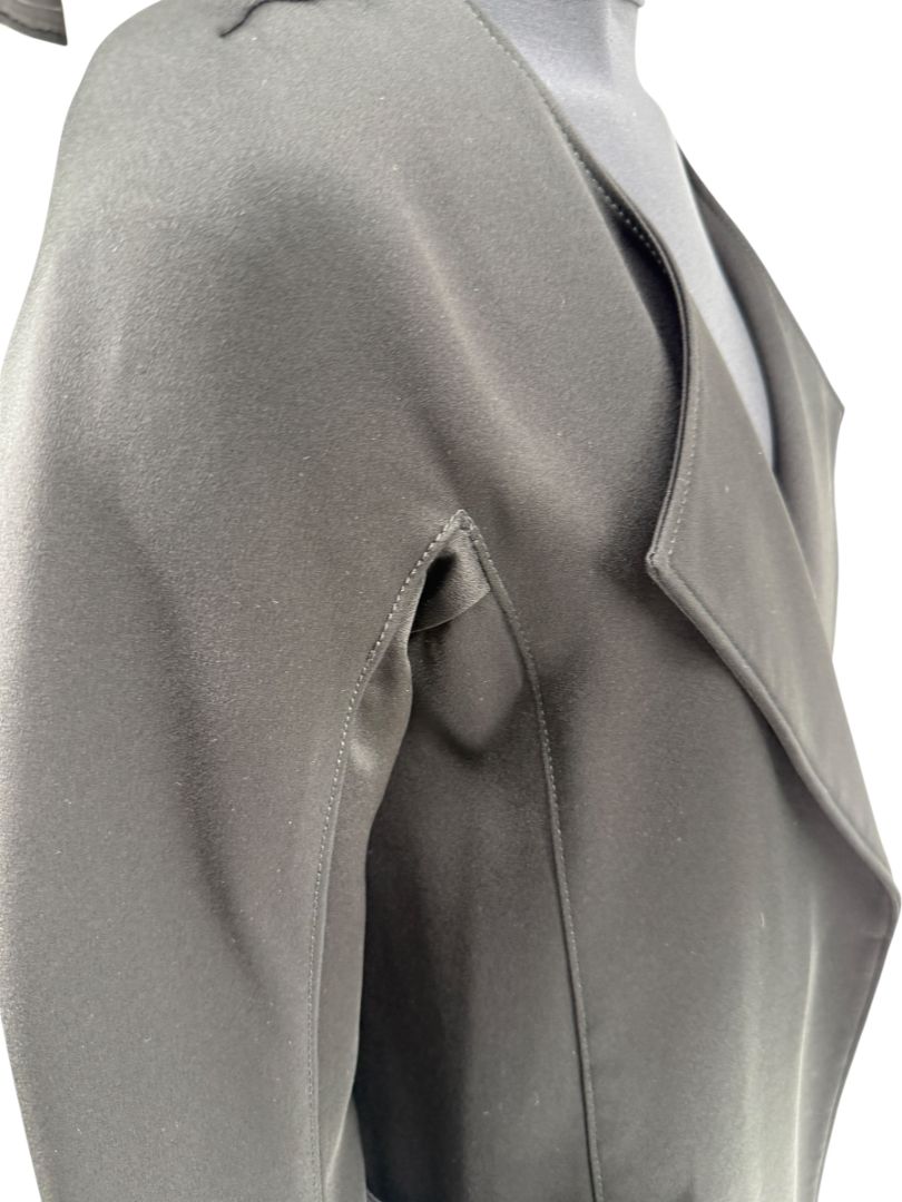 Pamella Roland Black Open-Front Longline Coat – Large