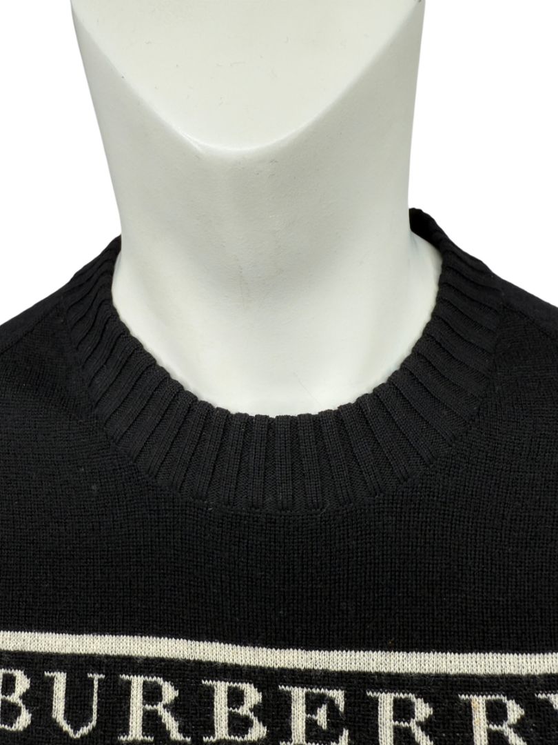 Burberry London Black Wool Logo Sweater – Size L