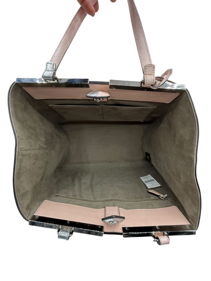 Fendi Pink/Silver Grained Leather 3Jours Large Shopper Tote Bag