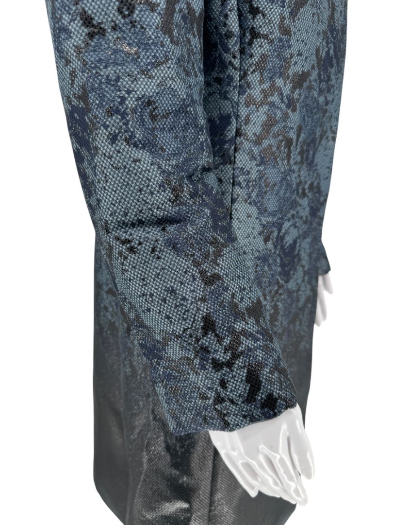 Pamella Roland Black/Blue Ombre 2 Piece Dress & Coat Set – Large
