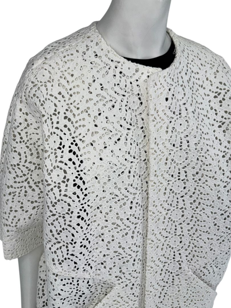 Maria Cornejo White Cotton Eyelet Cocoon Coat – Size 6