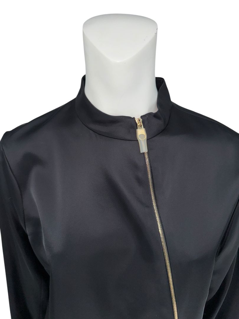 Christian Dior Black Asymmetric-Zip Blouse – Size FR 44 (US 12)