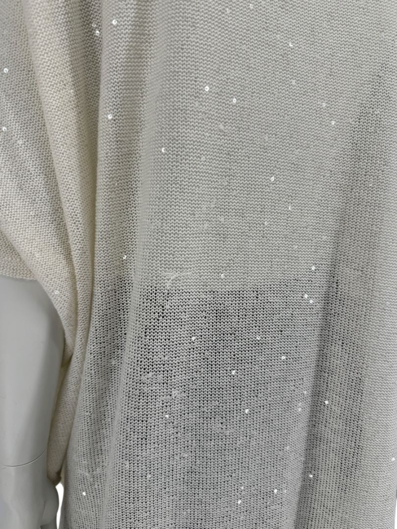 Brunello Cucinelli Ivory Hi-Low Sequin Knit Tunic – Size L