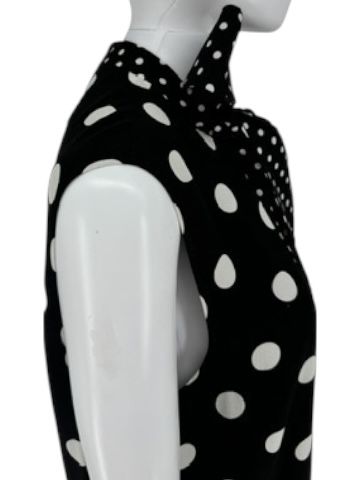 Andrew Gn Black & White Polka Dot Sleeveless Silk Shift Dress - Size 46