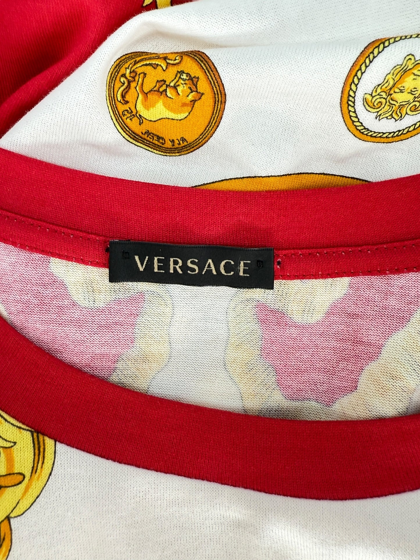 Versace Red & White Medusa Baroque Graphic T-Shirt – Size IT 42