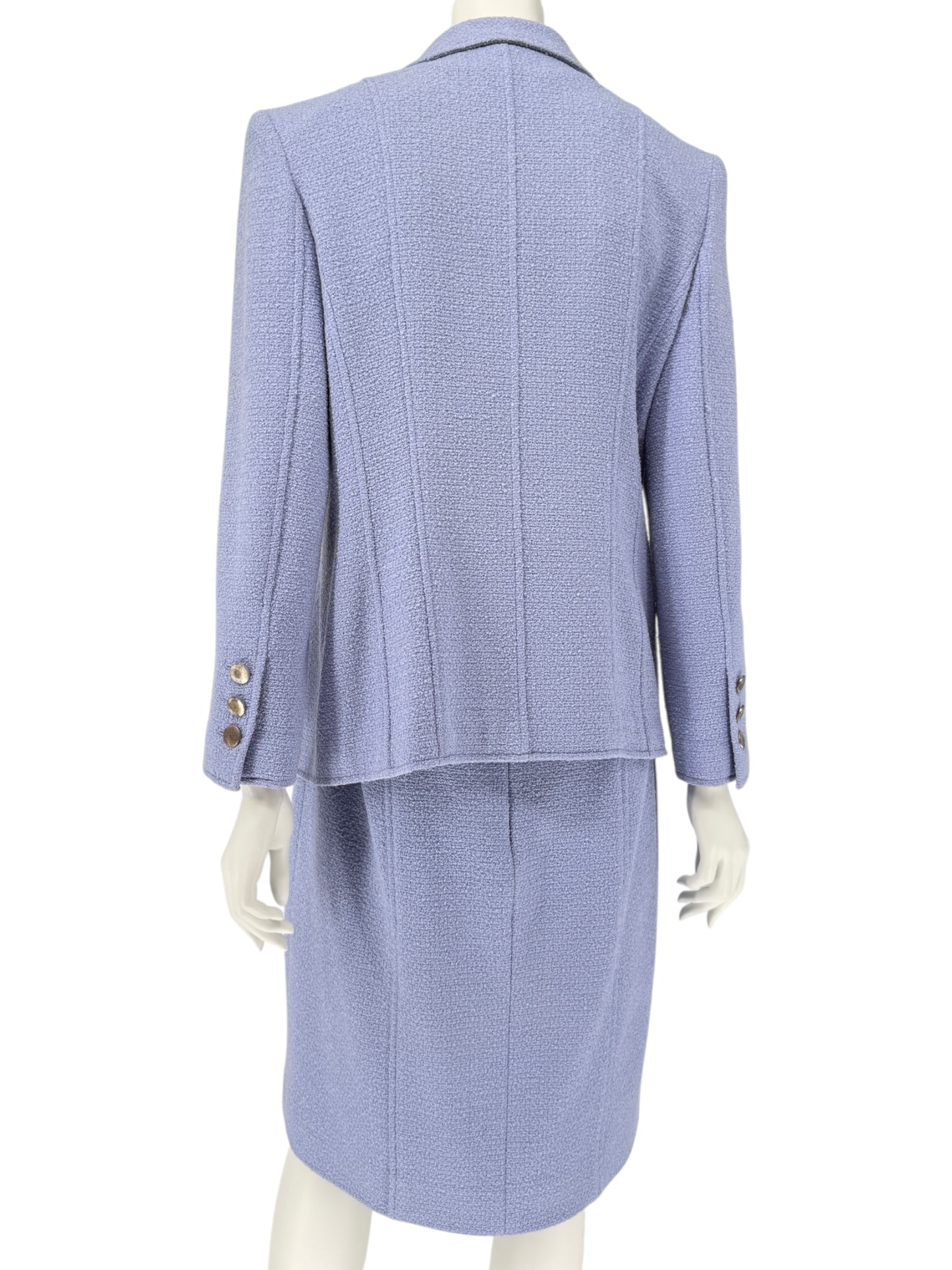 Fall 1998 Chanel Boutique Periwinkle Tweed Skirt Suit – Size FR 46