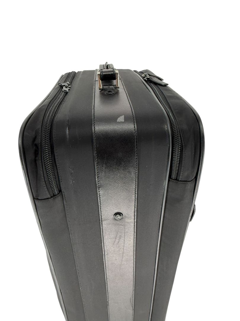 Prada Black Nylon Rolling Suitcase with Saffiano Leather Trim – 26.5" x 17.5" x 9.5"