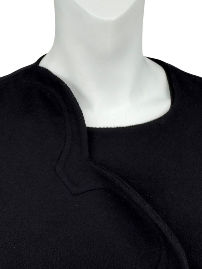 Valentino Black Wool/Cashmere Cape with Scalloped Edge – Size 10