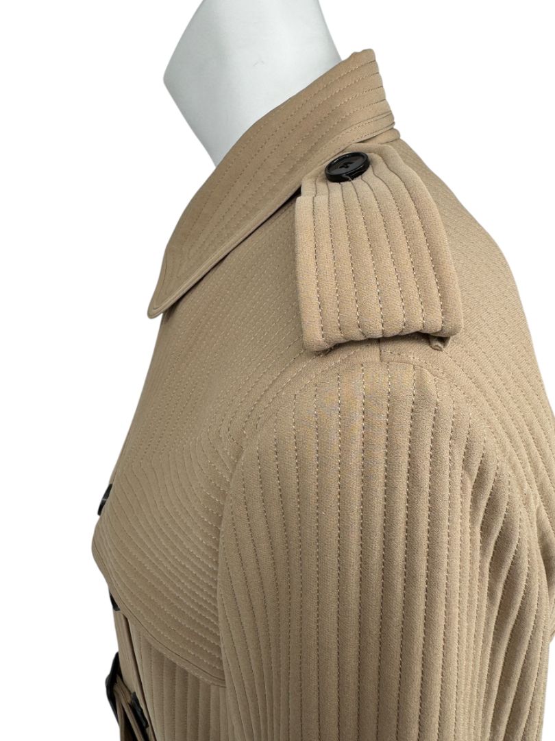 Valentino Camel Quilted Longline Trench Coat – Size IT 44 / US 10